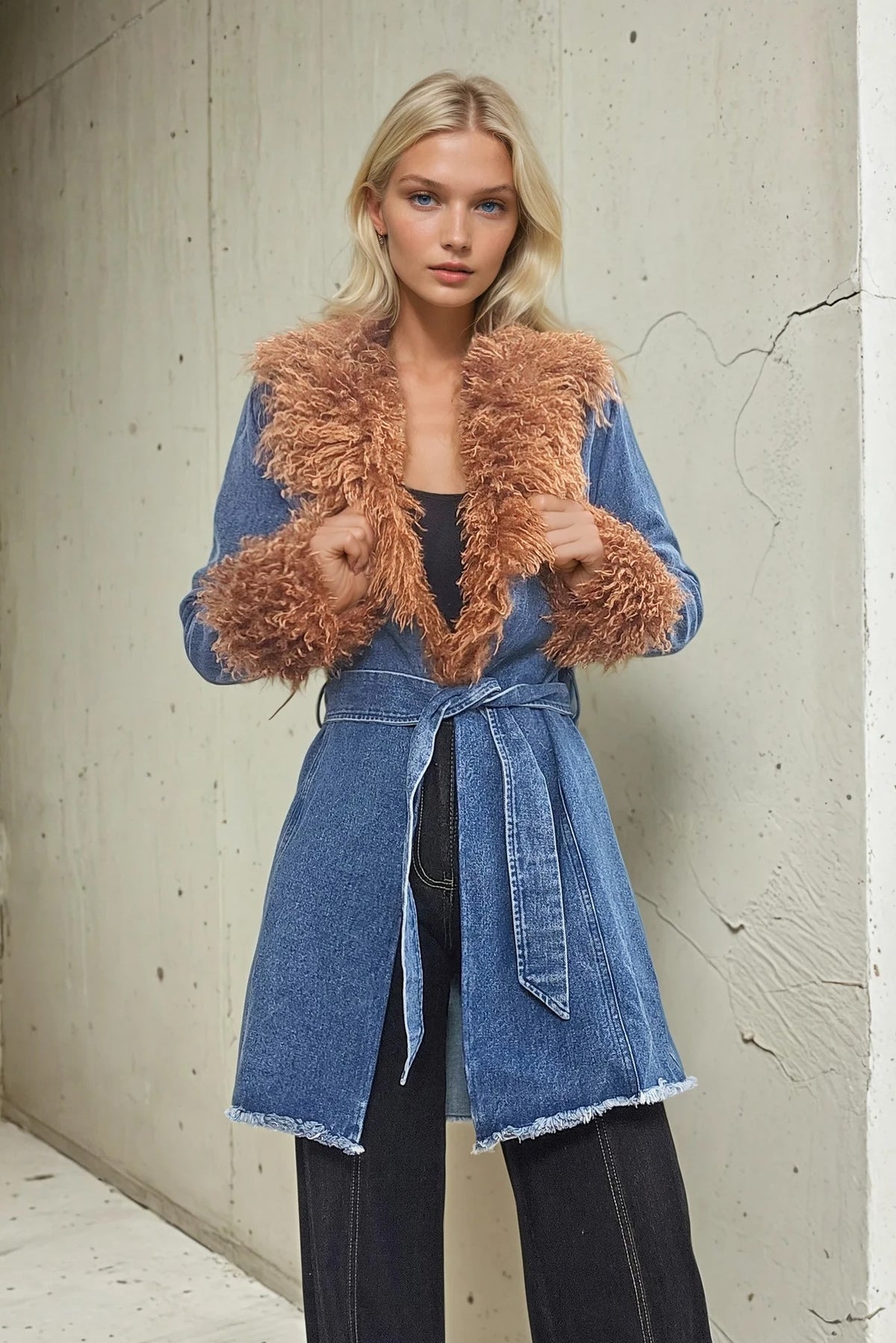 Phoenix Denim and Fur Coat