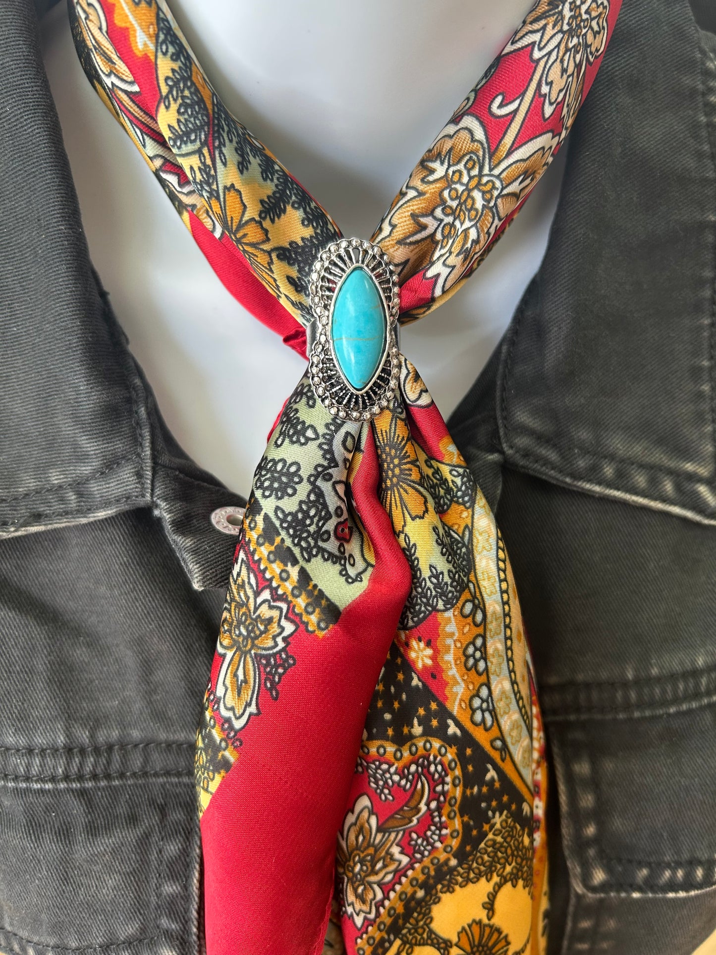 Turquoise Marquise Ring or Scarf Bolo