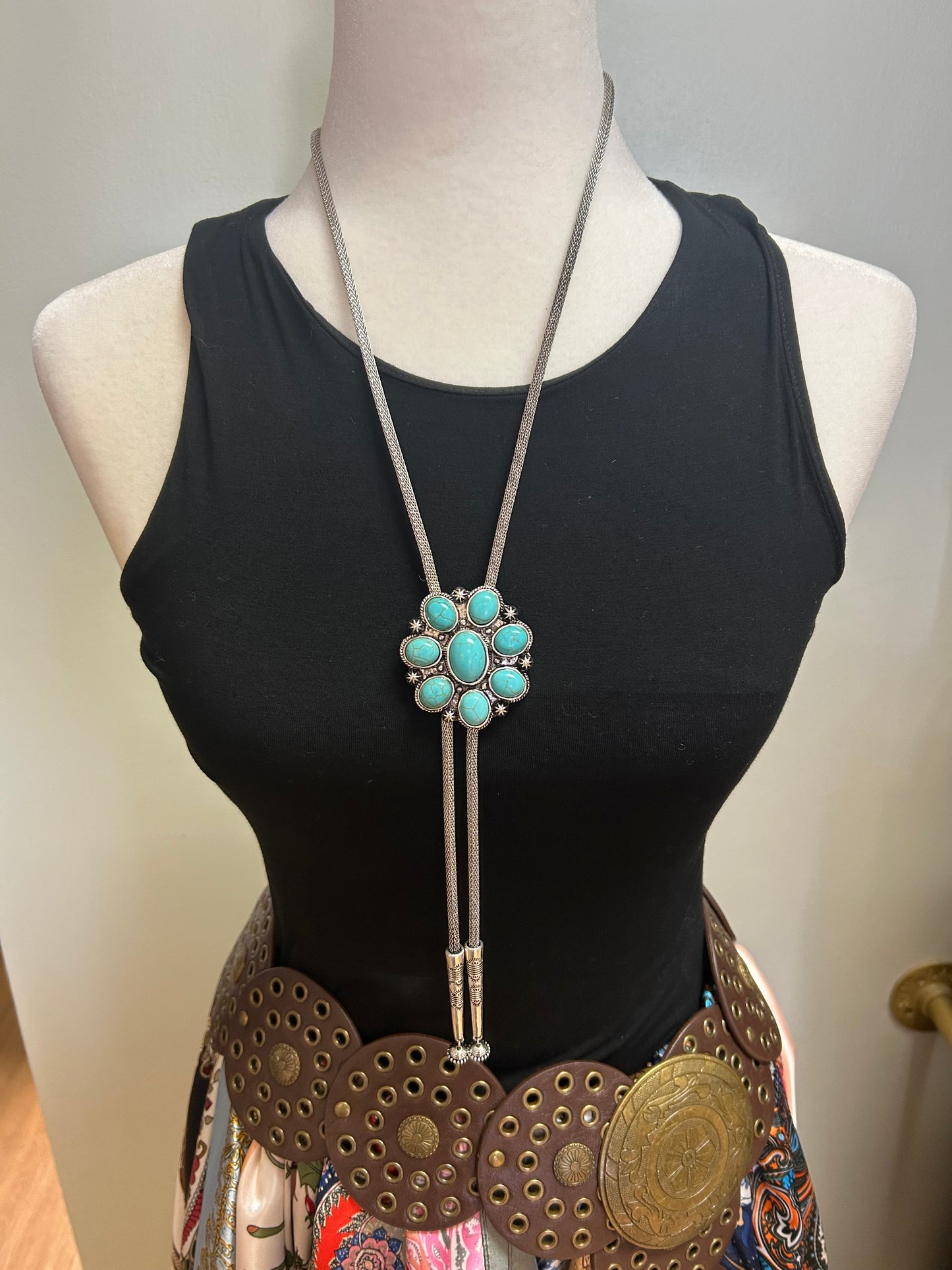 Western Flower Bolo Necklace