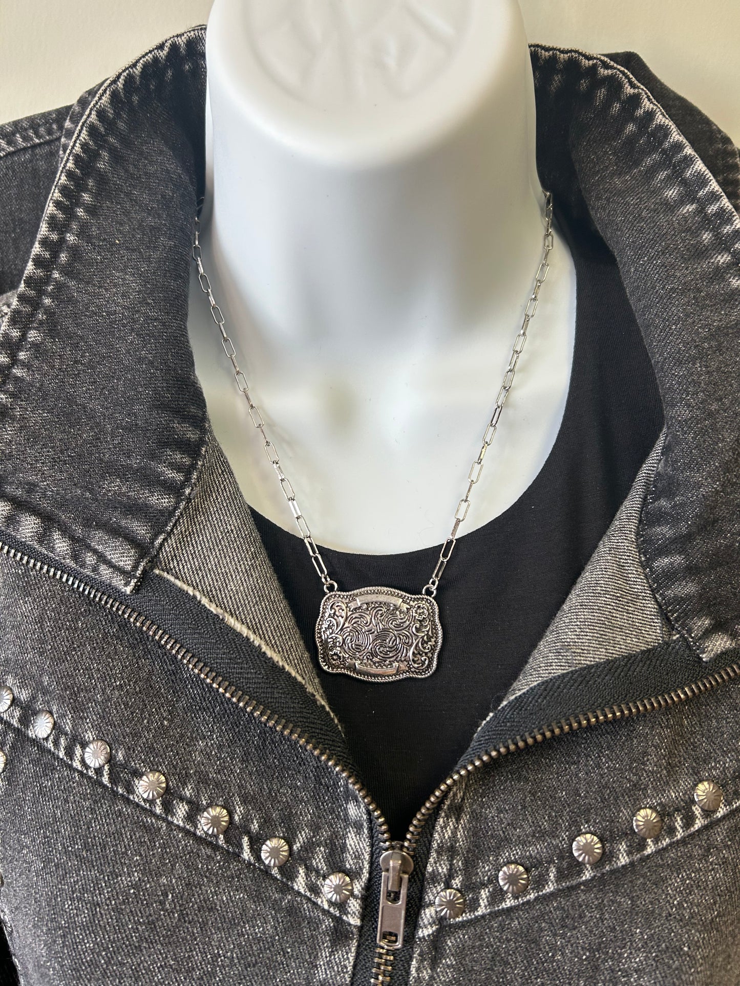 Belt Buckle Western Necklace