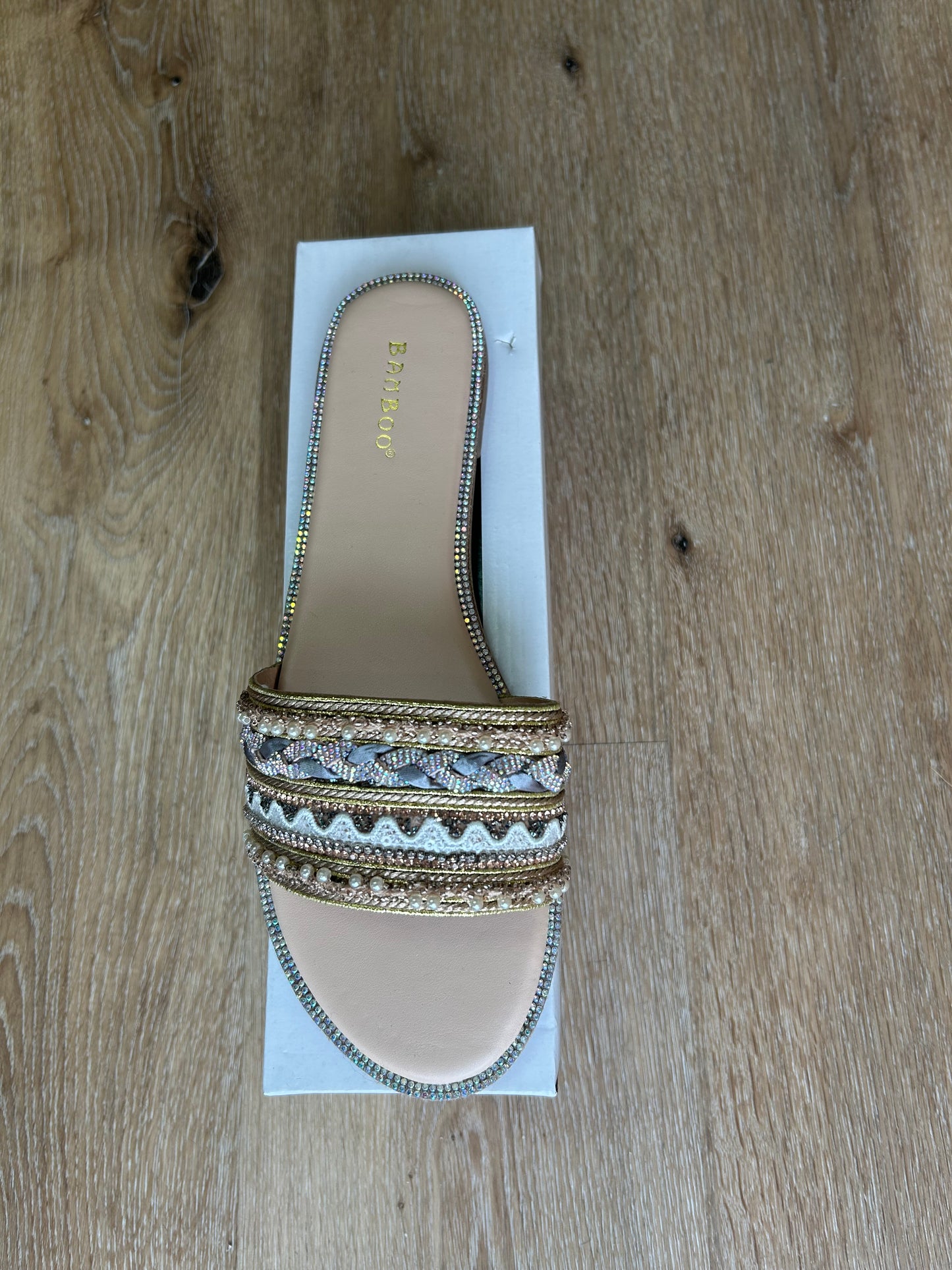 Marisol Pearl Studded Flat Sandals
