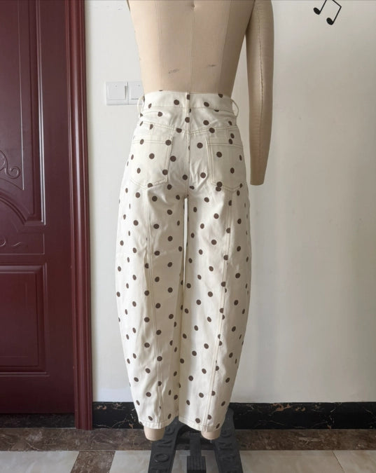 Marjorie Polka Dot Barrel Jeans