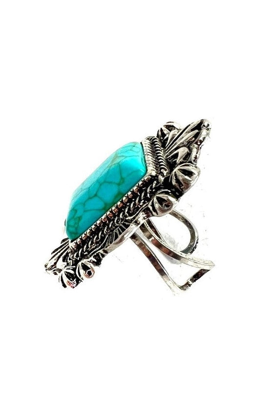 Square Turquoise Cuff Ring