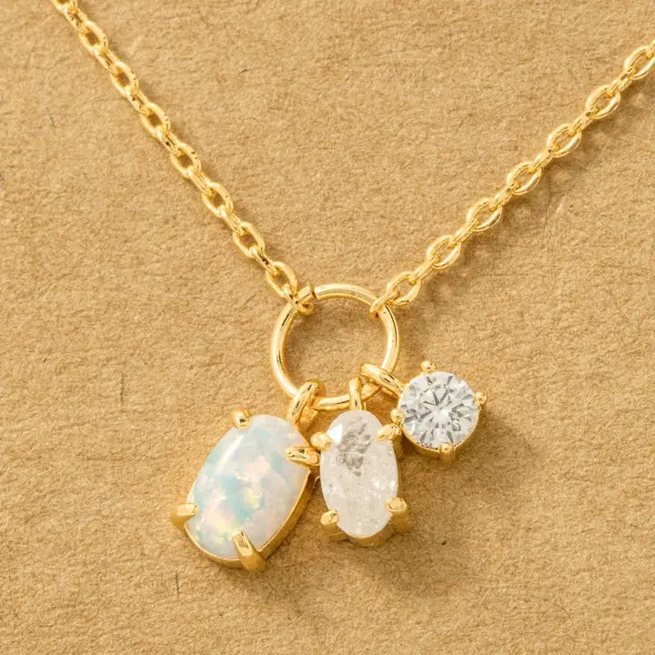 Opal Three Charm Necklace