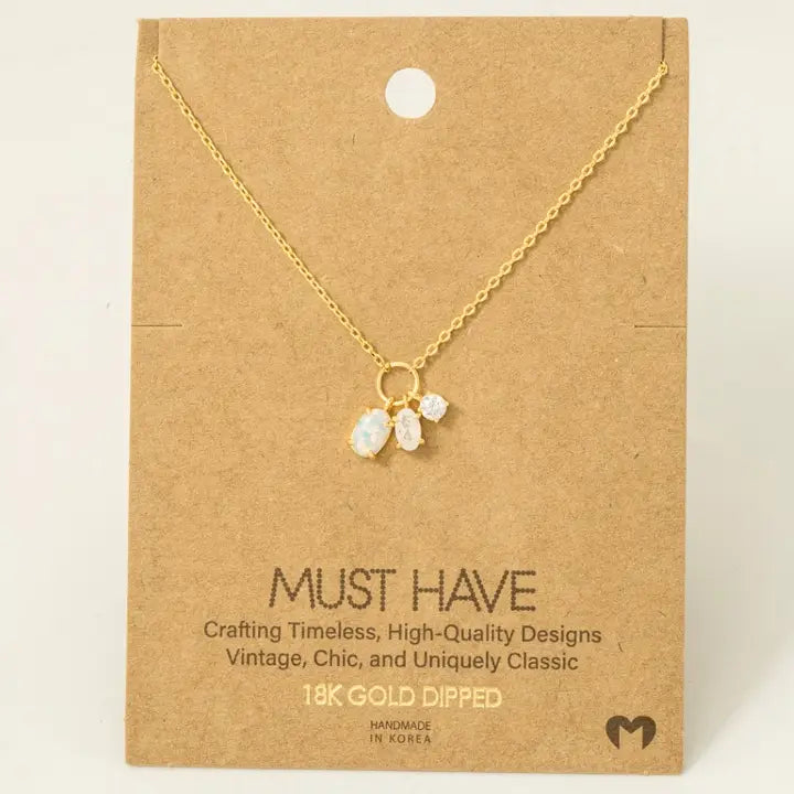 Opal Three Charm Necklace
