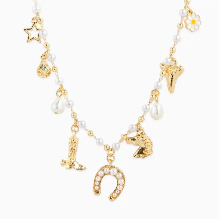 Western Pearl and Charms Necklace