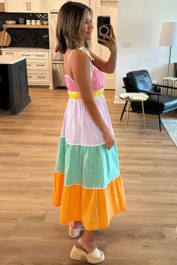 Coral Multicolor Maxi Dress