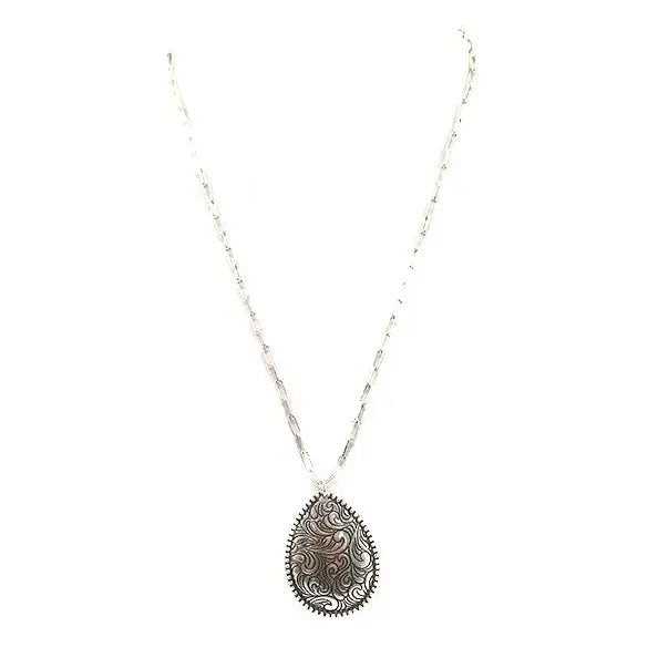 Western Etched Pear Necklace
