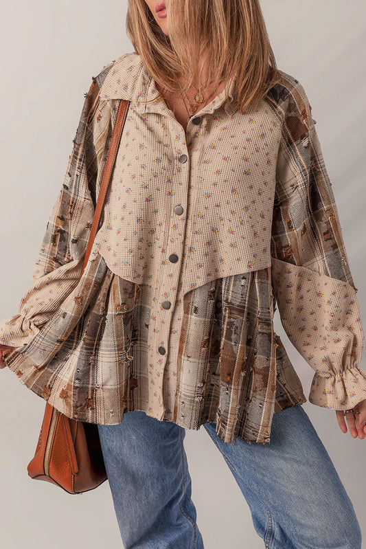 Aspen Distressed Plaid  Boho Jacket