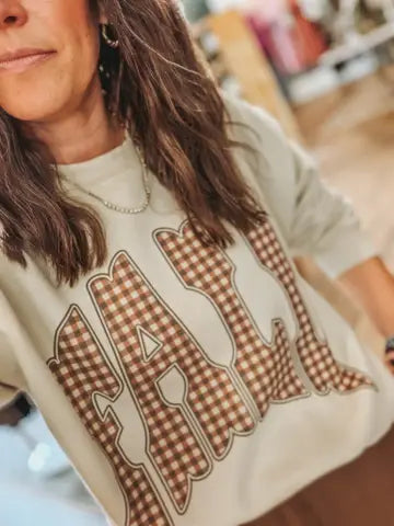 Fall Gingham Sweatshirt