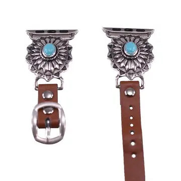 Apple Watchband Oval Conchos and Leather