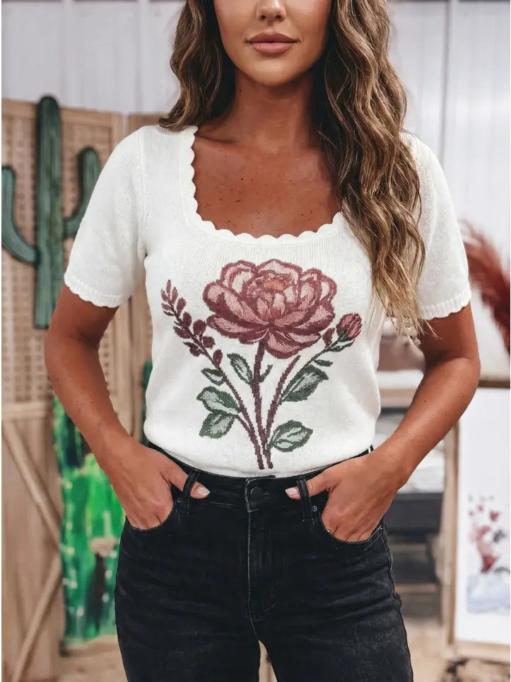 Reese Western Rose Top