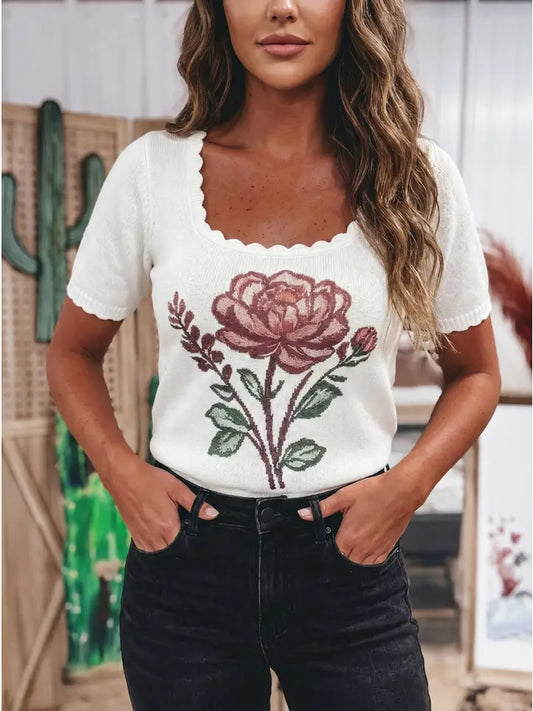 Reese Western Rose Top