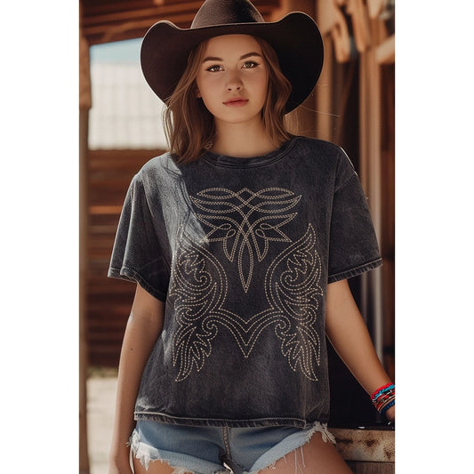 Kitty Cowboy Boot Stitch T Shirt