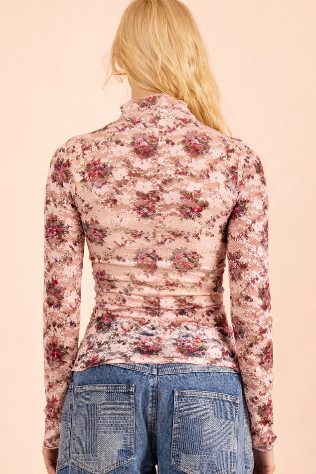 Danielle Floral Mesh Top