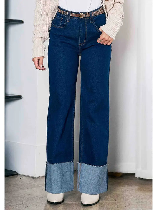 Everly Cuff Up Wide Jeans