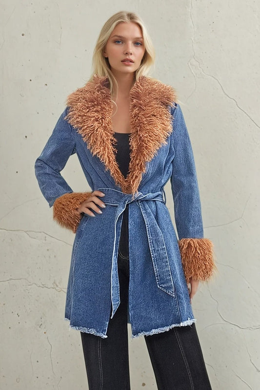 Phoenix Denim and Fur Coat
