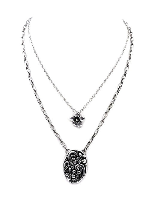Double Concho Flower Necklace