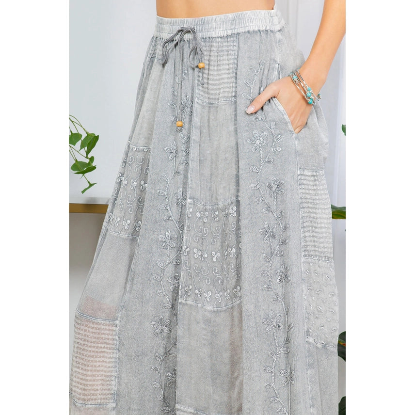 Gypsy Embroidered Midi Skirt