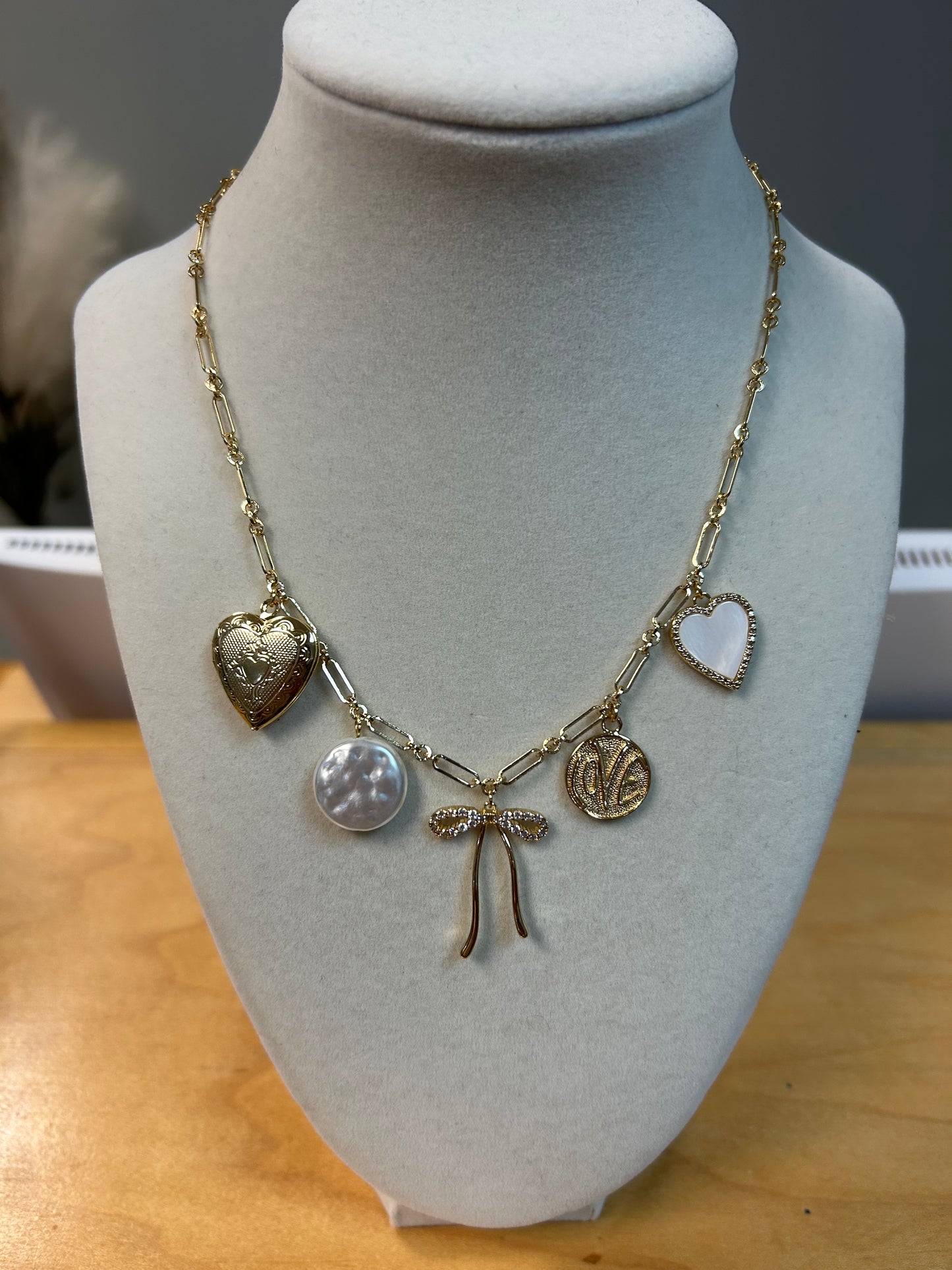 Heart and Love Charm Necklace