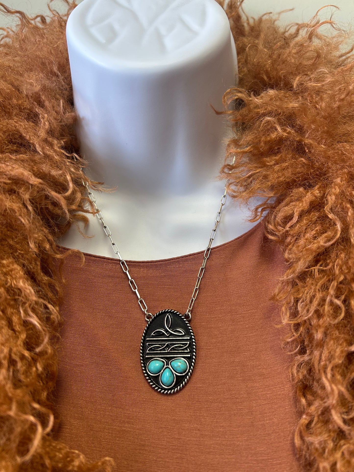Boot Stitch and Turquoise Western Necklace