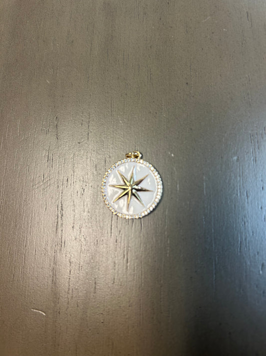 White Compass Star with CZ Charm