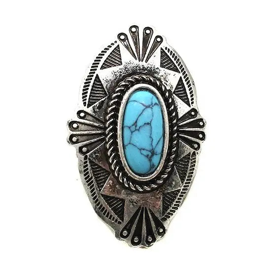 Large Oval Sunburst Cuff Ring
