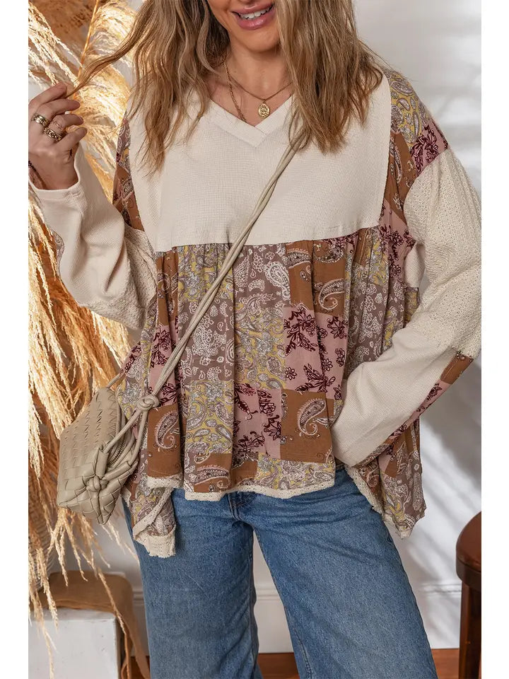 Aurora Paisley Patchwork Top