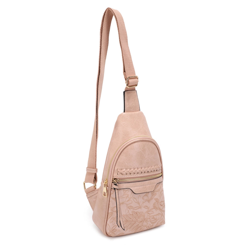 Janey Hibiscus Embossed Slingbag