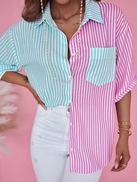 Valerie Contrast Stripe Button Up Shirt