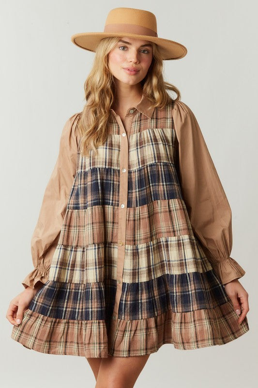 Rylee Tiered Plaid Dress