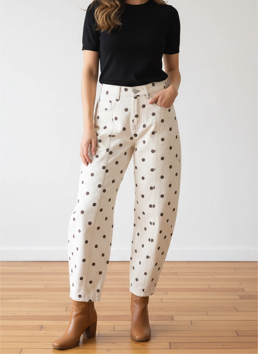 Marjorie Polka Dot Barrel Jeans
