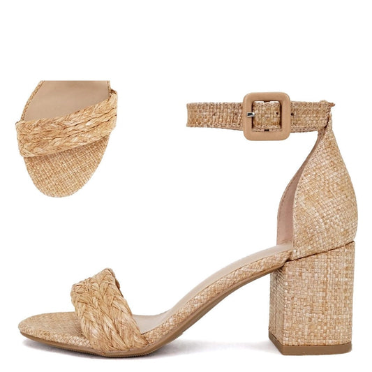 Addison Raffia Ankle Strap Heel