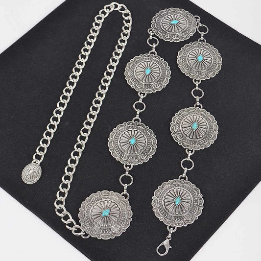 Western Round Engraved Chain Belt