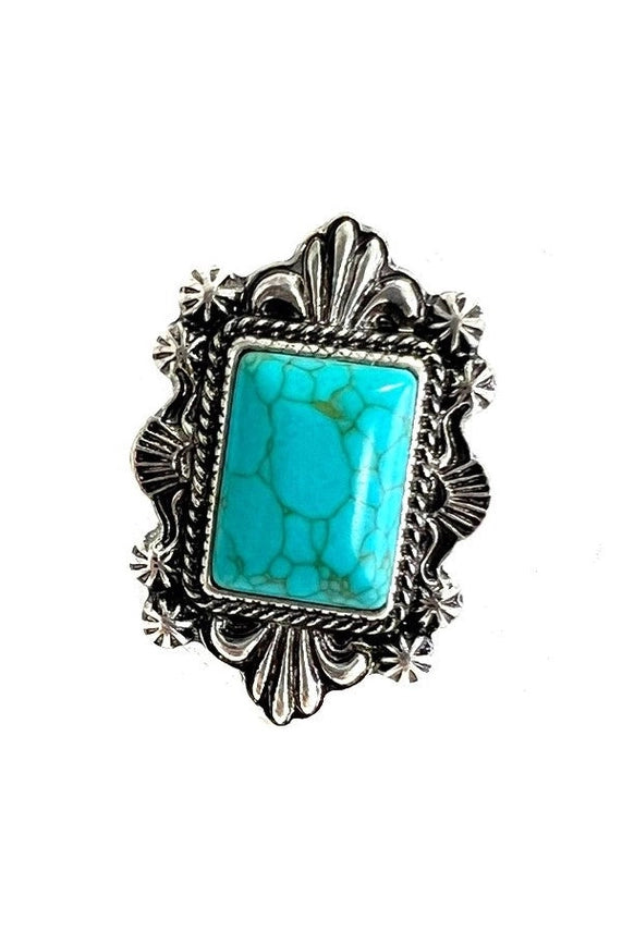 Square Turquoise Cuff Ring