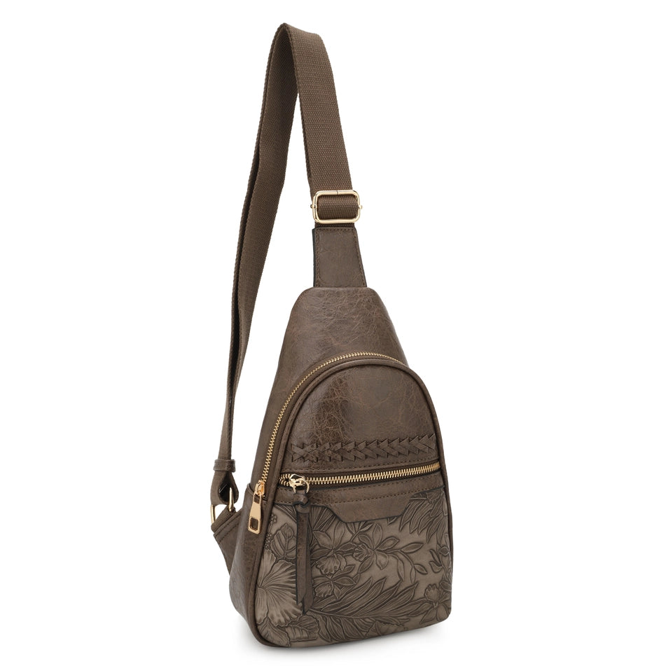 Janey Hibiscus Embossed Slingbag