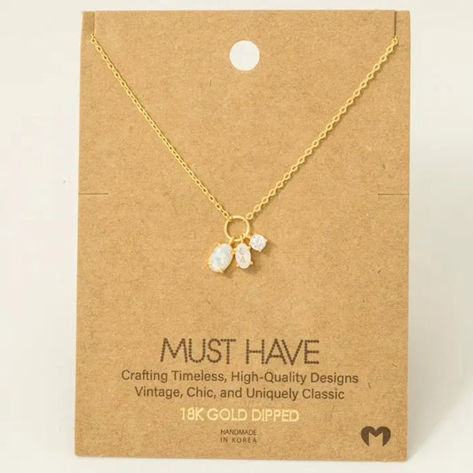 Opal Three Charm Necklace