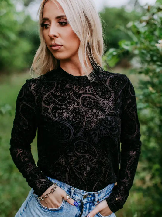 Miranda Velvet Paisley Top