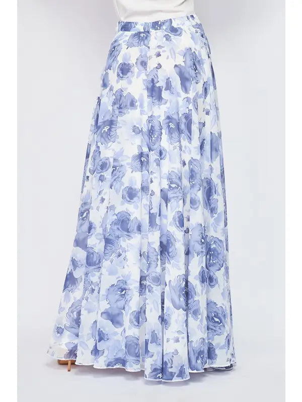 Irene Floral Chiffon Maxi Skirt