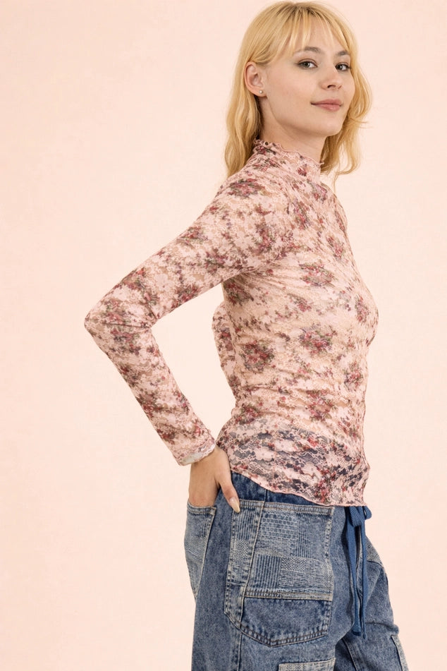 Danielle Floral Mesh Top
