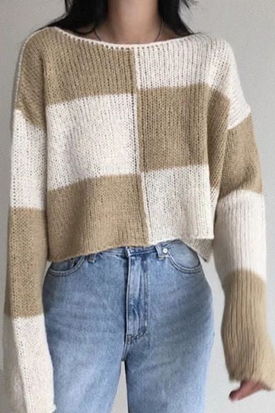 Gigi Cropped Check Sweater