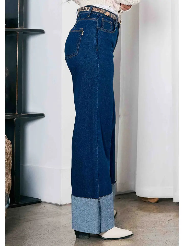 Everly Cuff Up Wide Jeans