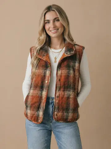 Jean Plaid Vest