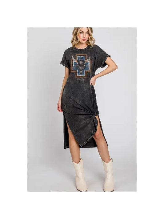 Brielle Graphic Midi T Shirt Dress