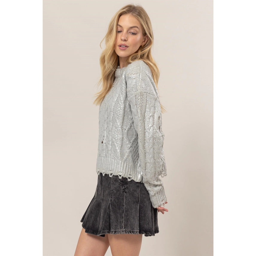 Jocelyn Metallic Foil Sweater