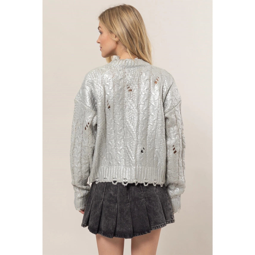 Jocelyn Metallic Foil Sweater