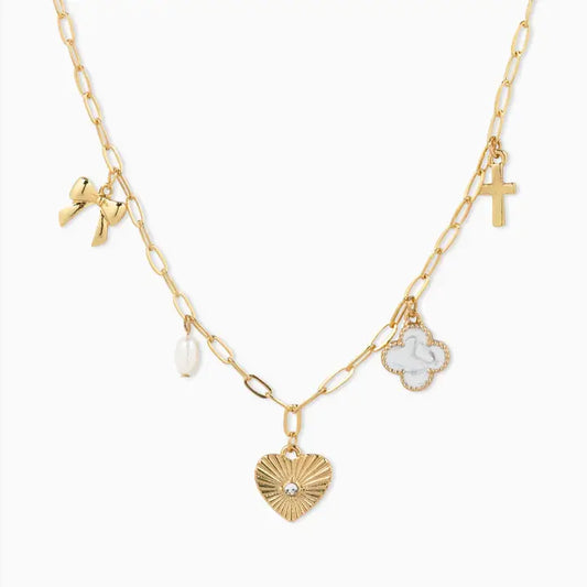 Sunburst Heart Mixed Charm necklace