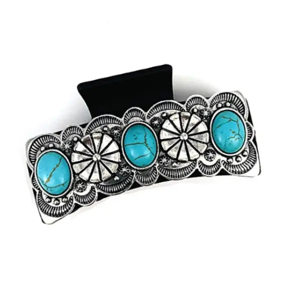 Turquoise and Silver Hair Claw