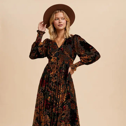 Phoebe Velvet Burnout Maxi Dress